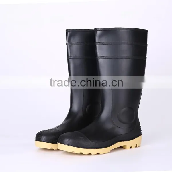 2016 Unisex Black Safety PVC Rain Boots With Steel Toe, Steel Toe Insert Safety Boots