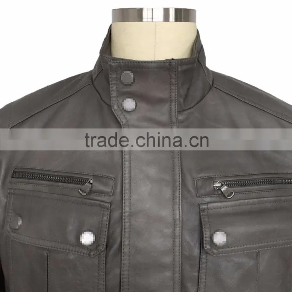 2016 Latest USA Design of Mens PU Leather Jacket photo-4