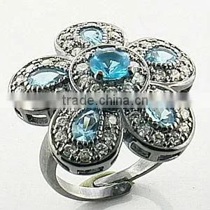 925 Silver Women Luxury Flower Ring