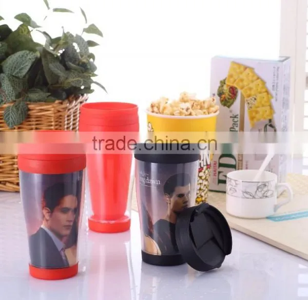 Colorful 14OZ Double Wall Plastic Coffee Cup With Inner Color-paper photo-2