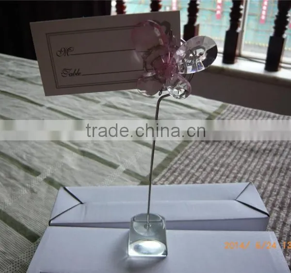 Pink (White) Crystal Butterfly Place Card Holders photo-4