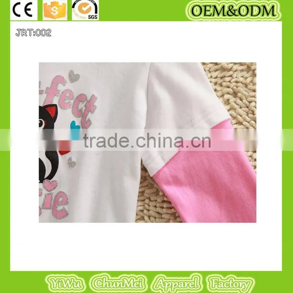 2015 New Cartoon 100%cotton T-shirt Lovely Cat t Shirt Winter Children's T-shirt White Long Sleeve Tee Kid Printed t Shirt photo-4