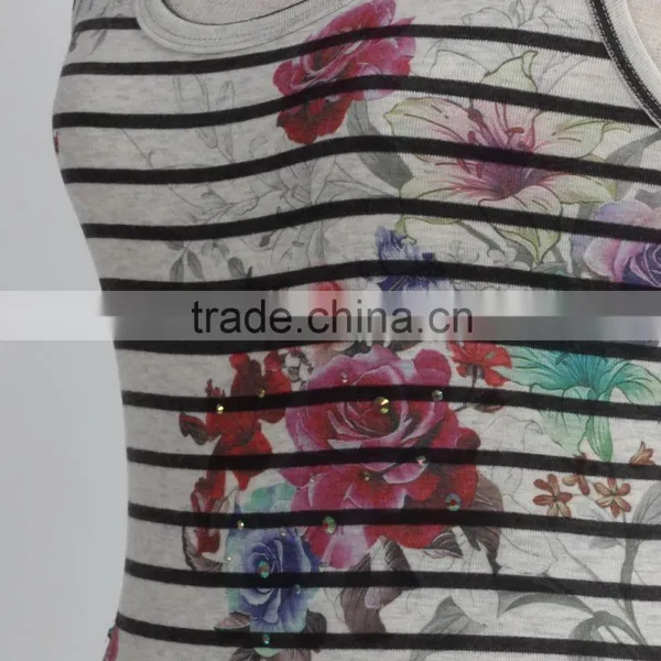 F5S15001 Stripe Design Ladies Wholesale Tank Top Manufacturer for 2016 Summer photo-6