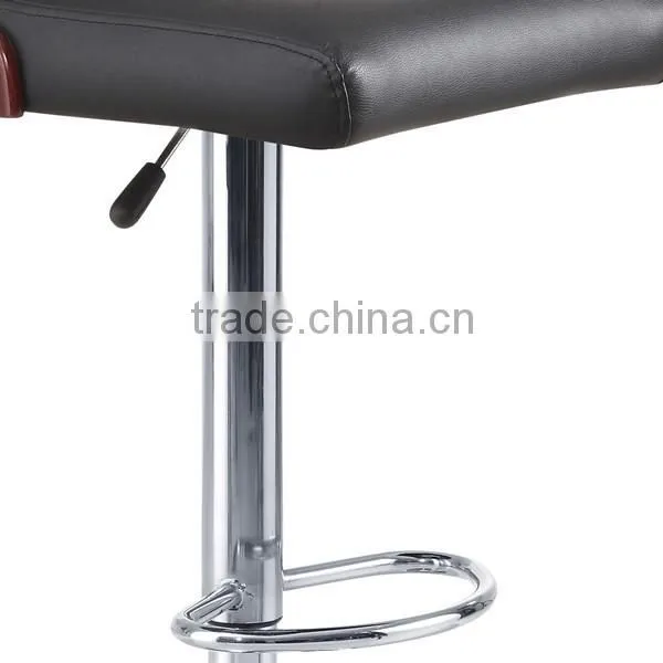 Black Leather Modern Wood Bar Chair for Home Use photo-5