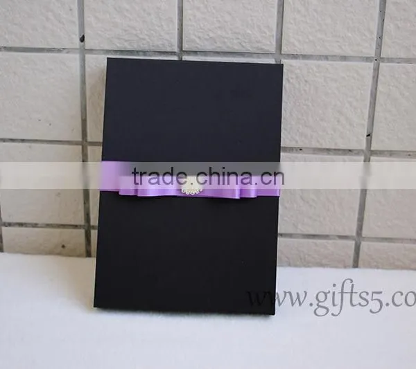 Elegant Custom Black Wedding Invitation Box With Ribbon photo-5