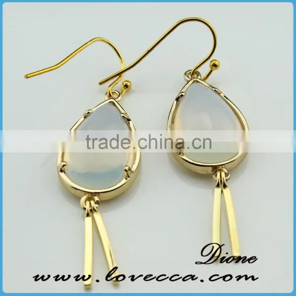 Fashion 2016 Latest Vintage Jewelry Dubaiearrings 18k Gold Color Plated Gold Green Drop Stone Earring photo-5
