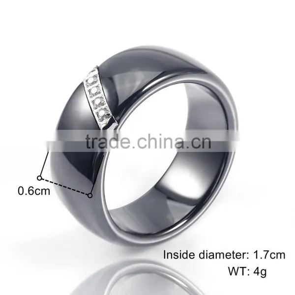 Stainless Steel Ceramic Micro-setting cz Diamond New Coming Design Black Simple Ring Jewelry photo-3