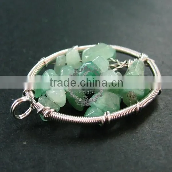 40x55mm Oval Handmade Wiring Tree in Random Green Jade Jasper Stone Pendant Charm DIY Supplies 1820244 photo-3