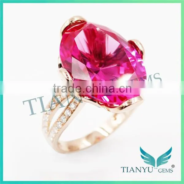 Fashion Ruby Gemstone18K Gold Wedding Rings Foreverone 9 Hearts & Flower VVS1 E-F Round Cut Moissanite Diamond Rings photo-3
