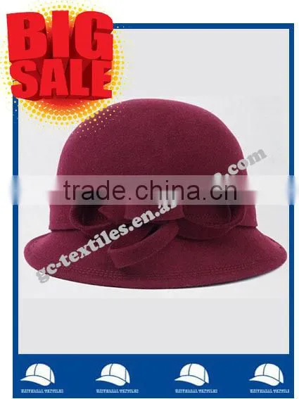 New Hot Product for 2014 Fashion Women Promotional Party Felt Hat Wide Brim Bowknot photo-2