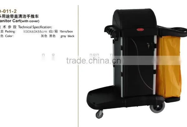Janitor Cart with cover, Multipurpose cover cleaning trolley,