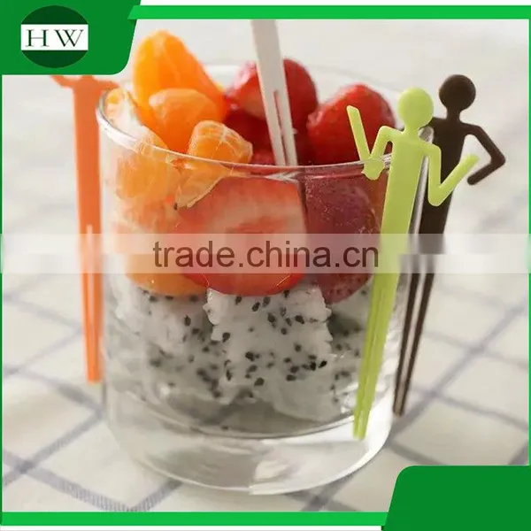 Eco Plastic Tableware Cartoon Person Shaped Fruit Fork Set photo-2