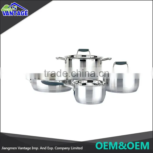 Good Quality Wholesale Mirror Polish 3pcs Cookware Stainless With Silicone Handle photo-4