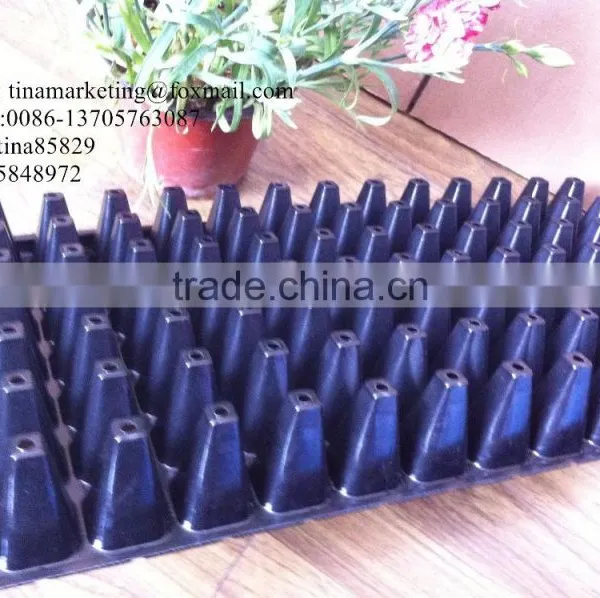 Custom Strong Quality Black Shining PS Plastic Flower Seed Starting Trays 98 Cell 530*280*55mm photo-4