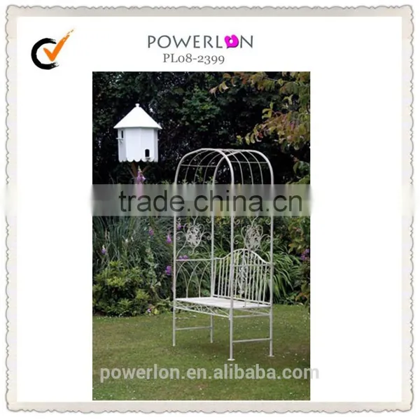 Garden Wrought Iron Pastel Green Garden Arch Outdoor Archway With Bench photo-6