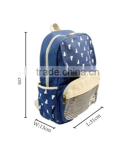 New Style Fashionable Canvas Zip Bohemia Boho Style Backpack School College Laptop Bag for Teens Girls Students, Blue photo-4