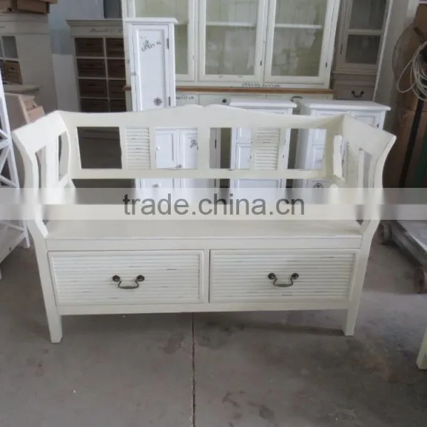 Shabby Large Wooden Stool for 3 People photo-3