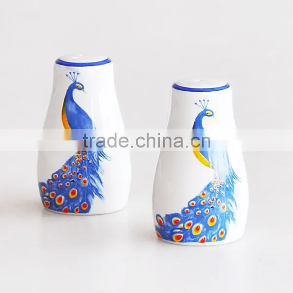 2pcs Salt & Pepper Shaker Set, Porcelain With Decal, Ceramic Salt & Pepper Shaker Set photo-2