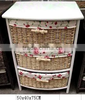 Tong Wood Living Room Display Shoe Cabinet With Wicker Drawer photo-5