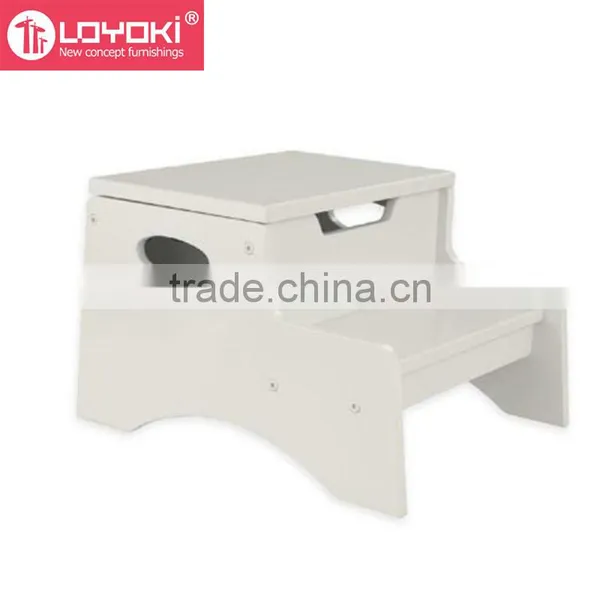 Beech Wood 2 Step Kids Utility Bed Step Stool Non-Slip Bedroom Child Footstool With Storage photo-3