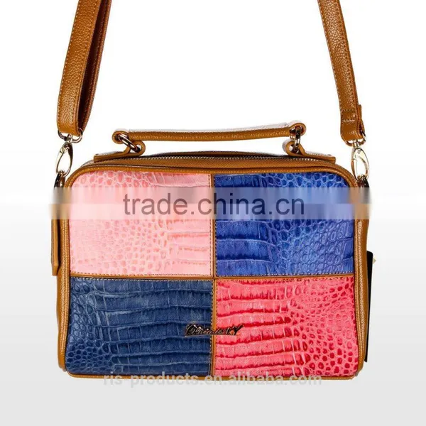 2016 Fashionable Colorblock Chic Crossbody Bag PU Leather Ladies Handbag