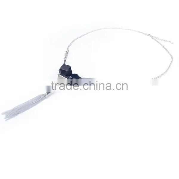 Assorted Geometric Beads Chain Necklace Long Chain Tassel Necklace photo-4