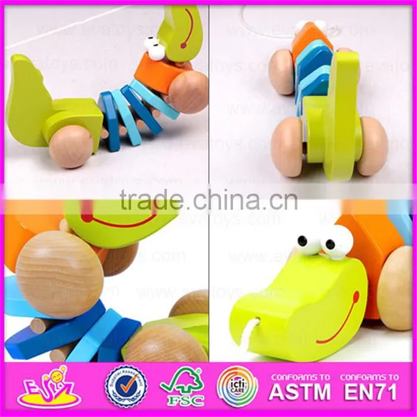 Handmade Wooden Animal Crocodile Pull Toy,Wooden Baby Push and Pull Crocodile Toy W05B105 photo-4
