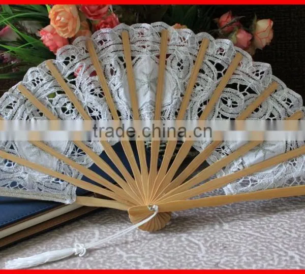 White Color Wedding Lace Hand Fan photo-4