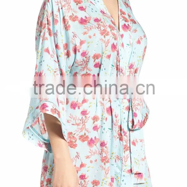 Satin Floral Robes Women Fashion Long Sleeve Floral Print Robes for Ladies Pajamas Sleepwear Wholesale Bridesmaid Robes photo-3