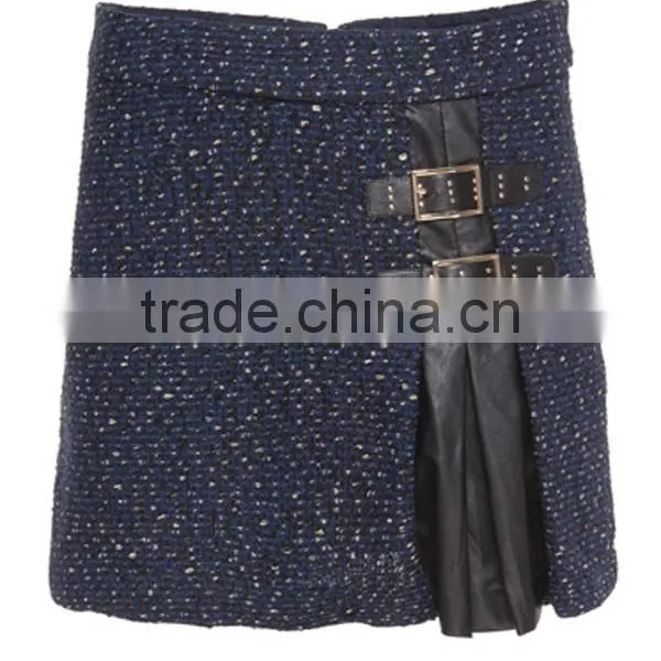 Women Apparel Ladies Fashion New Skirt Blue and Black Contrast Mini Skirt Women Short Straight Skirt photo-2