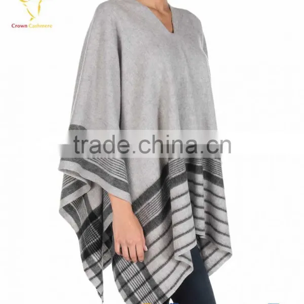 Women Stripe Cashmere Sweater Poncho Sweater photo-4