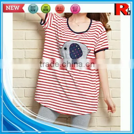 China 100% Cotton Soft Stripe Custom Wholesale Formal Dresses for Pregnant Women photo-4