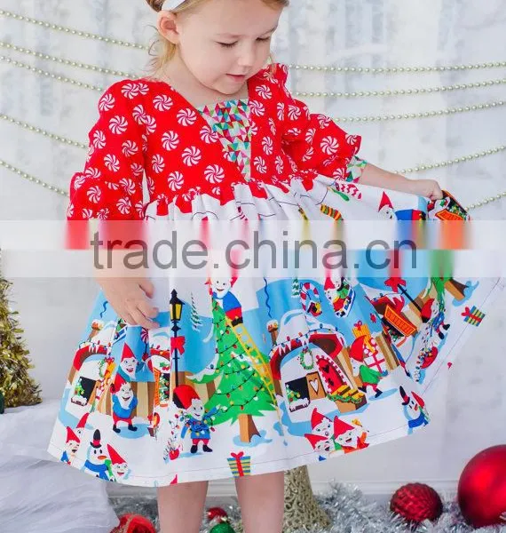 2017 New Born Baby Girls First Christmas Party Dress Kids Elf Holiday Party Dress photo-4