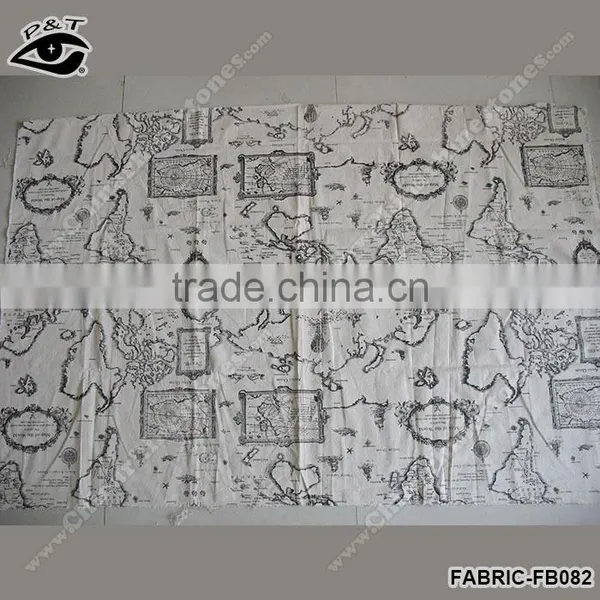 New World Map Fabric Map Pattern Linen Fabric For Tablecloth Sofa Decorations photo-3