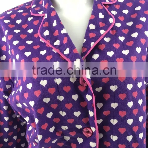 Purple Long Sleeves Flannel Pajamas Women Winter Sleepwear photo-3