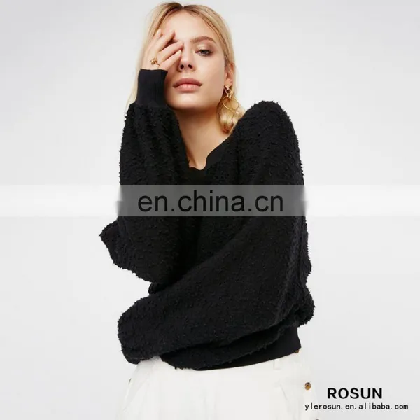 Ladies Soft Crewneck Textured Design Sweatershirt photo-4