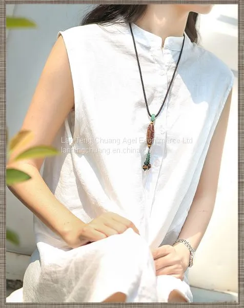 Nine Agate Pendant Necklace Pendant Accessories Simple Retro Vain Long Folk Style Agate Female Sweater Chain photo-4