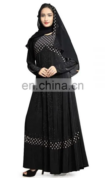 Casual Daily Wear Women's 2017 Abaya Burkha With High Quality Brocade Embosed Velvet Work ( Islamic Muslim Wear) photo-2