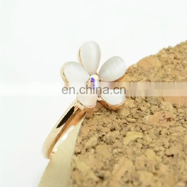 Latest Fashion Jewelry Zinc Alloy Flower Shape Gold Design Opal Ring For Girls photo-2