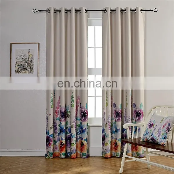 Purple Printed Polyester Blackout Curtains