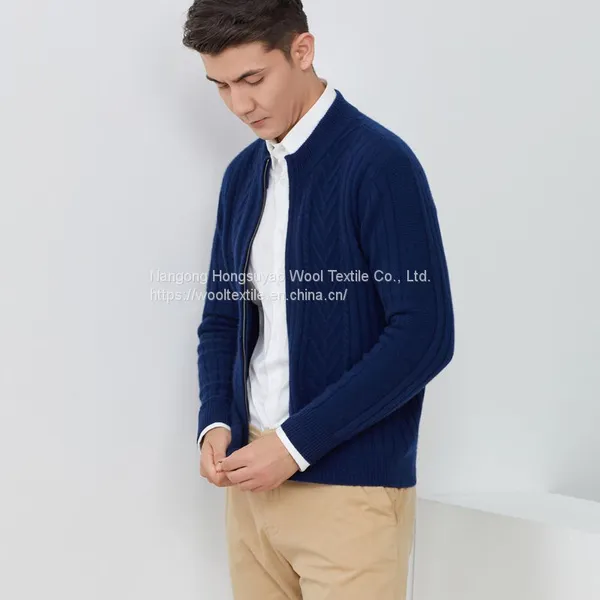 Custom Men Antumn Zipper Sweater 100% Cashmere Casual Plus Size Sweater Pullover photo-3