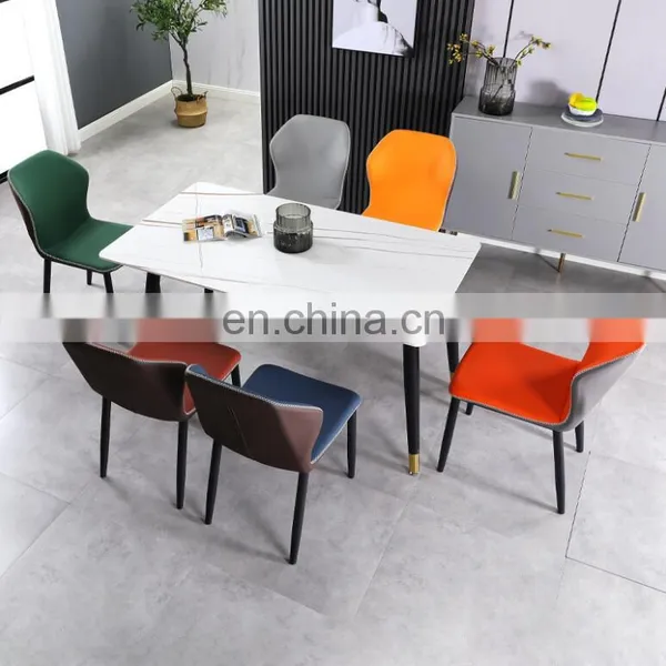 Nordic Restaurant Modern Upholstery Fabric Leather Dining Chairs for Sale photo-3