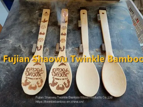 Eco Bamboo Cooking Spatula Set Spoon Carving Bamboo Wood Burn Kitchen Tool photo-4