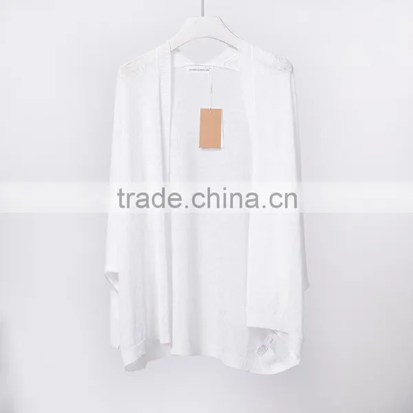 Summer Korean Style Slim Looking Bat Sleeve Linen Sweater Cardigan Air Conditioning Sunscreen Flax Shirt for Women photo-3