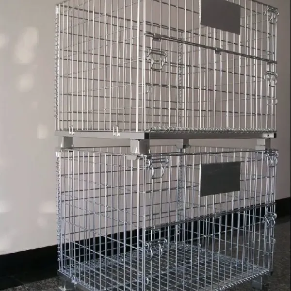 Good Quality Logistics Collapsible Stackable Folding Foldable Pallet Metal Steel Wire Mesh Container Storage Cages For Warehouse L1200*W1000* H890 photo-5