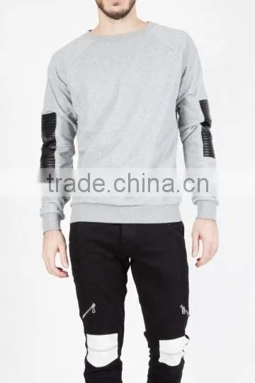 Sweatshirt With Patch/custom Design Sweatshirt With Patch/skin Fitted Leather Patch Sweatshirt