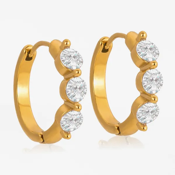 C-Shaped Hoop Earrings Stainless Steel Gold Plated Unisex Jewelry photo-2