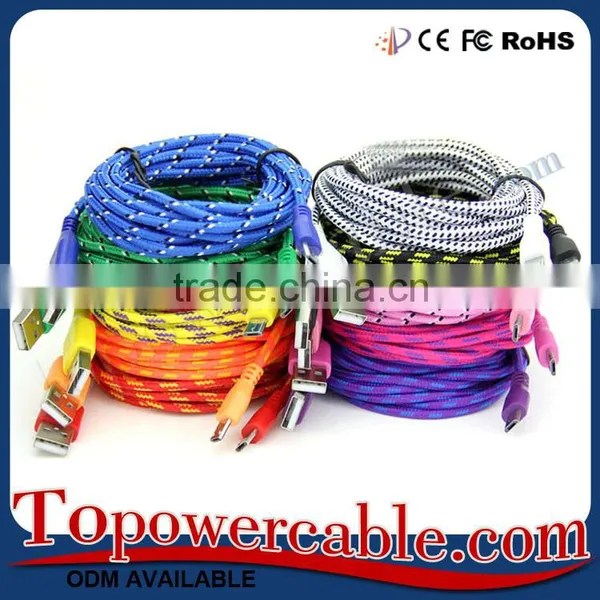 Premium Dual Colors Durable Nylon Weave Fabric Micro Usb Cables Usb Cable For Samsung photo-5