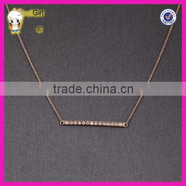 Classic Factory Directly Sell Full cz Bar Necklace Fashion Rose Gold Plating Horizontal Bar Necklace photo-3
