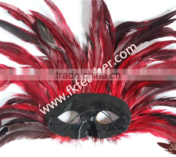 Wholesale Cheap Female Mask Red Cock Feather And Peacock Decorations photo-5